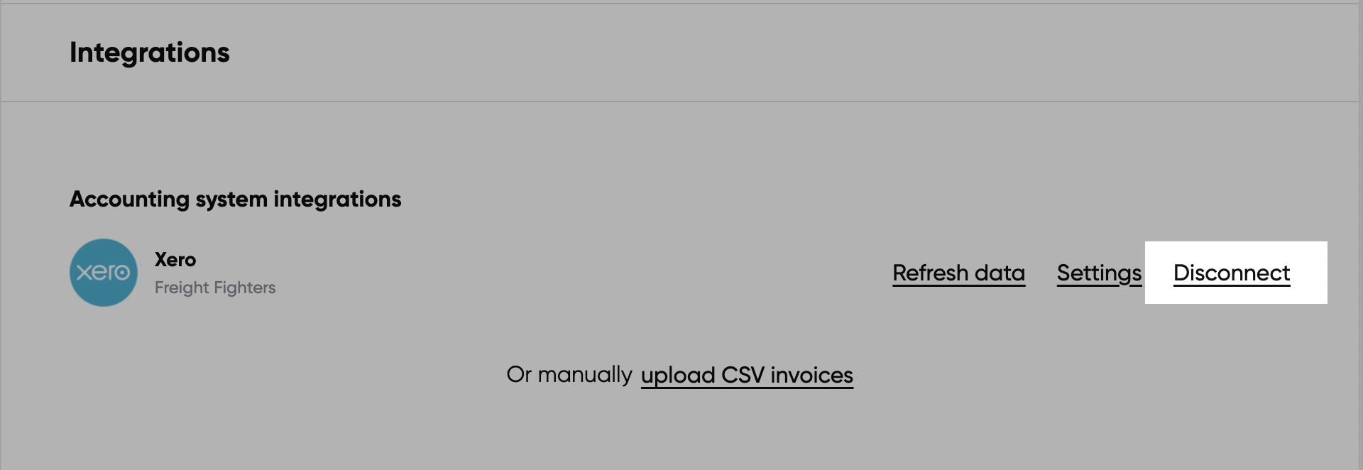 Disconnect QuickBooks from Settings